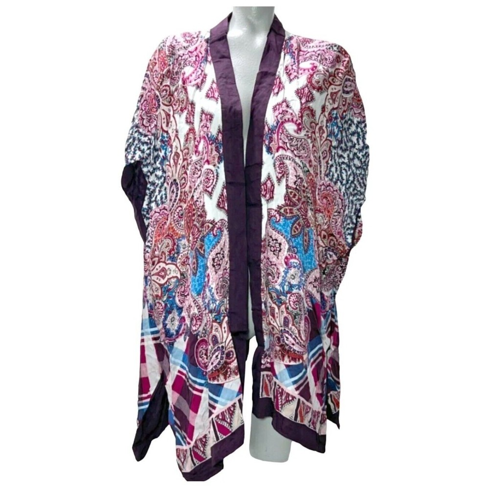 CHICO'S‎ MULTICOLOR PATCHWORK PRINT RUANA WRAP TO… - image 11